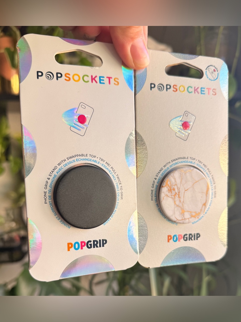 PopSocket PopGrip Duo Pack - Black and White Marble Phone Grips
